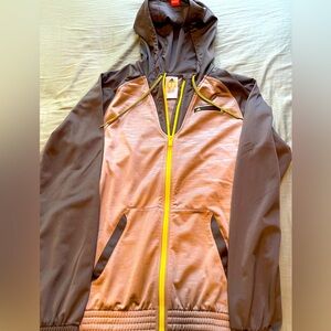 VTG Adidas Basketball Track Hoodie Mens Medium Gray & Yellow Pockets Full Zipper